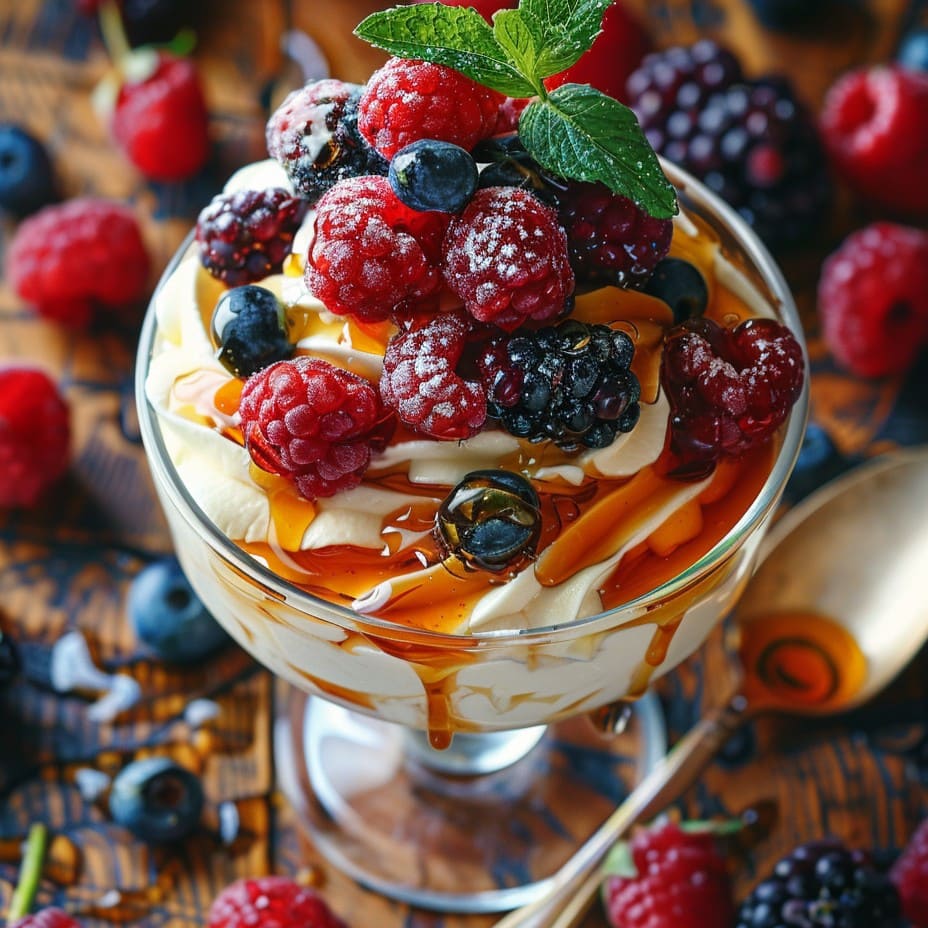 Luftige Quarkcreme mit frischen Beeren